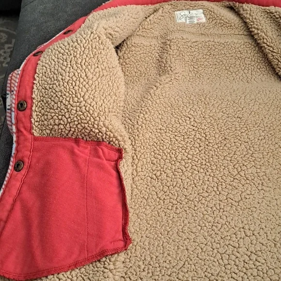 Soho Thread Girls Sherpa Lined Flannel Shacket Red Plaid Size M10/12 - Picture 4 of 5